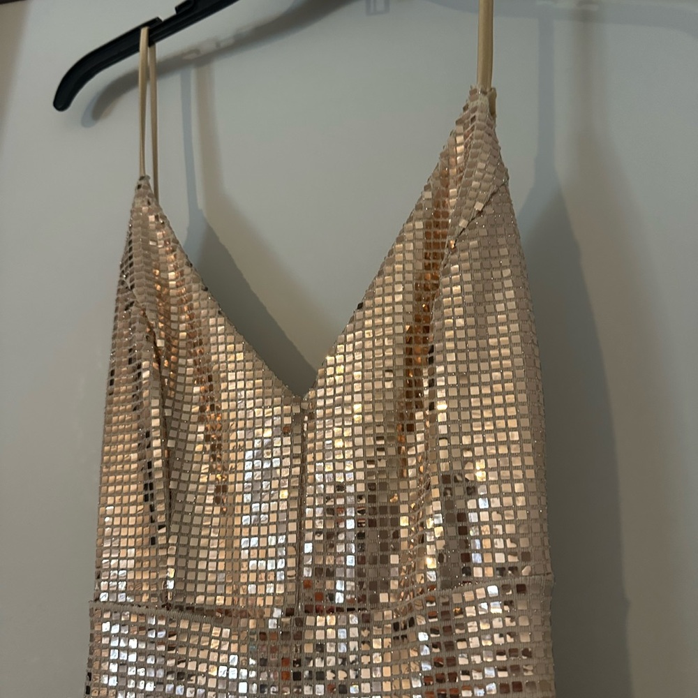Gold sequined backless Maxi Dress